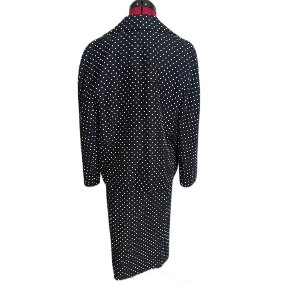 Kasper Skirt Suit Size 14 Navy Blue & White Polka-Dot 2-Piece Set Blazer & Skirt